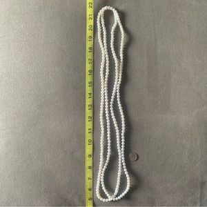 6-6.5 mm round natural white culture Pearl necklace - long strand